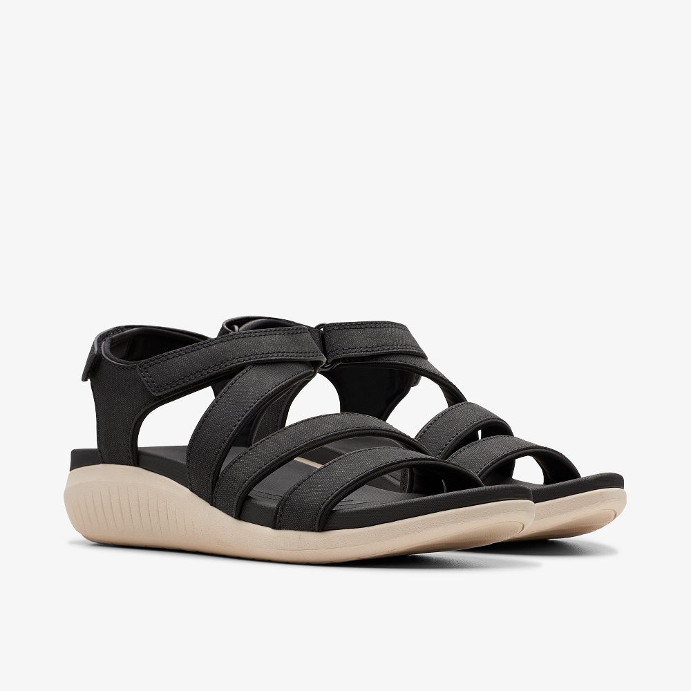 Black Clarks Glide Hi Ella Women Sandals | 9631UOTSN