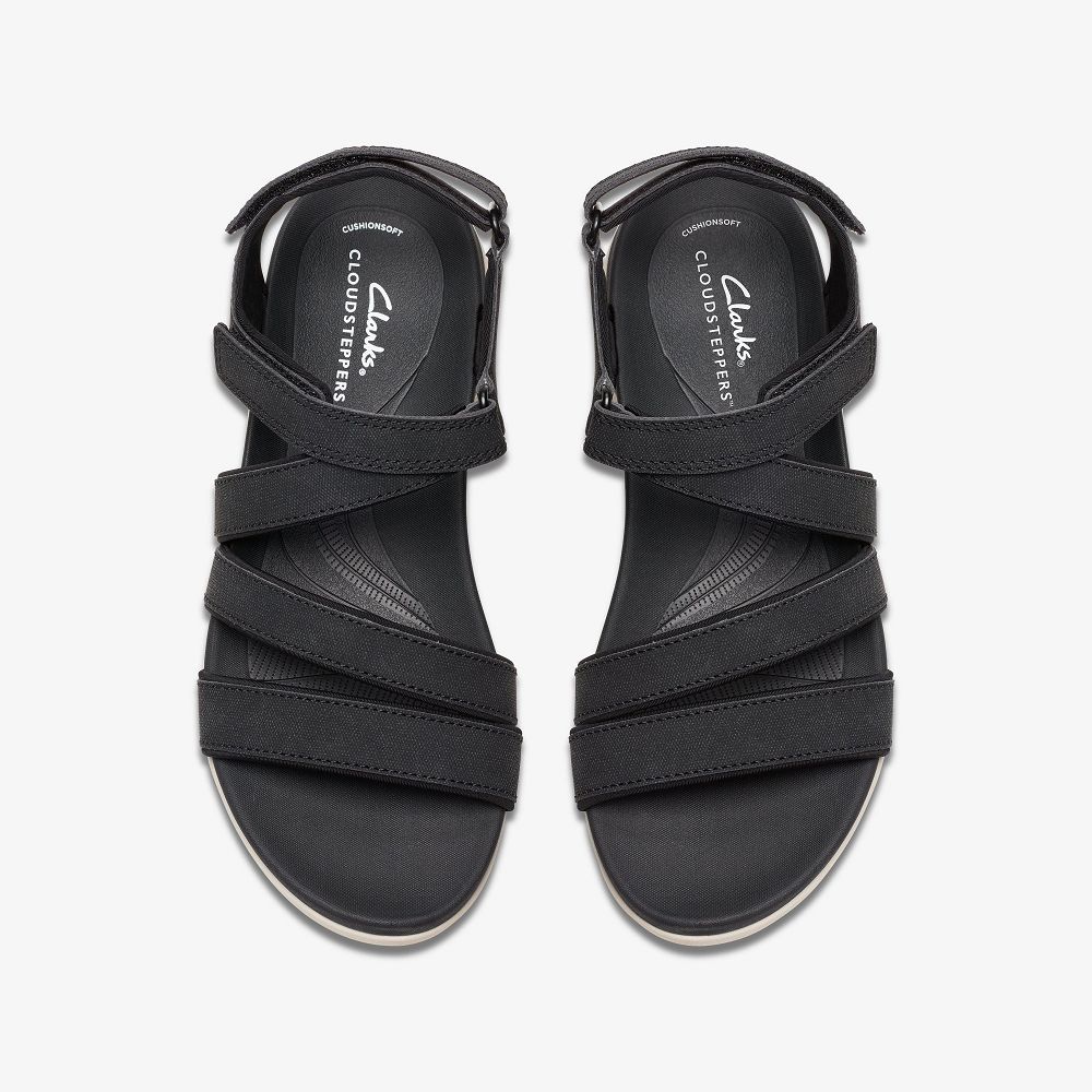 Black Clarks Glide Hi Ella Women Sandals | 9631UOTSN