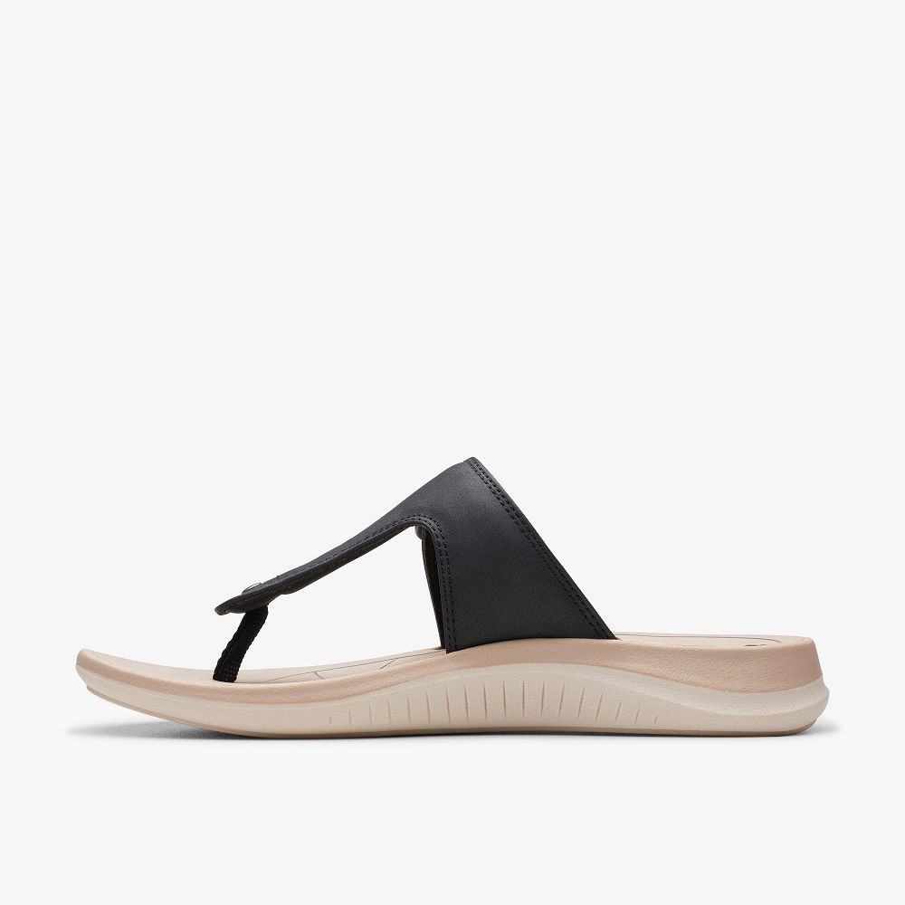 Black Clarks Glide Walk Women Sandals | 8256TIMWY