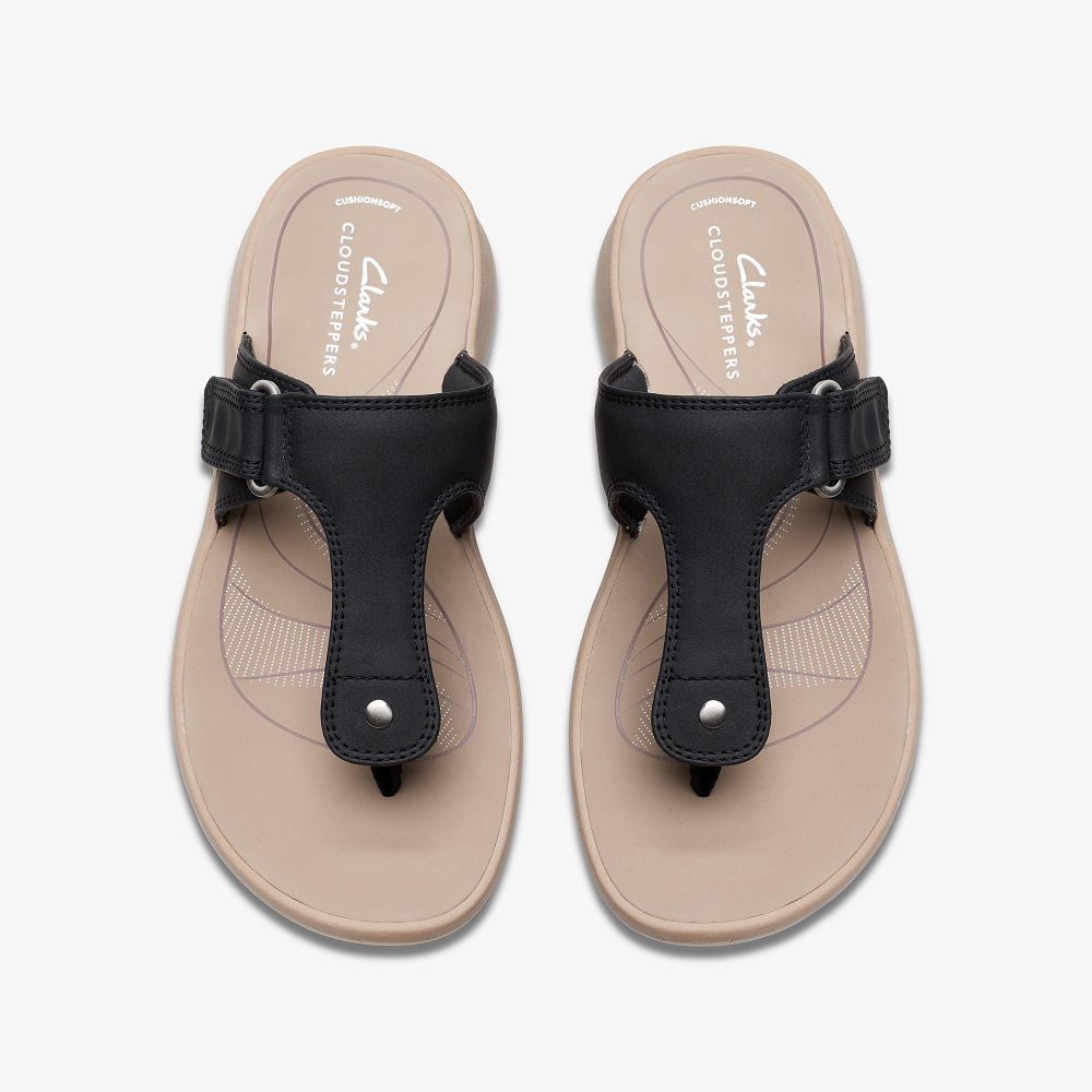 Black Clarks Glide Walk Women Sandals | 8256TIMWY