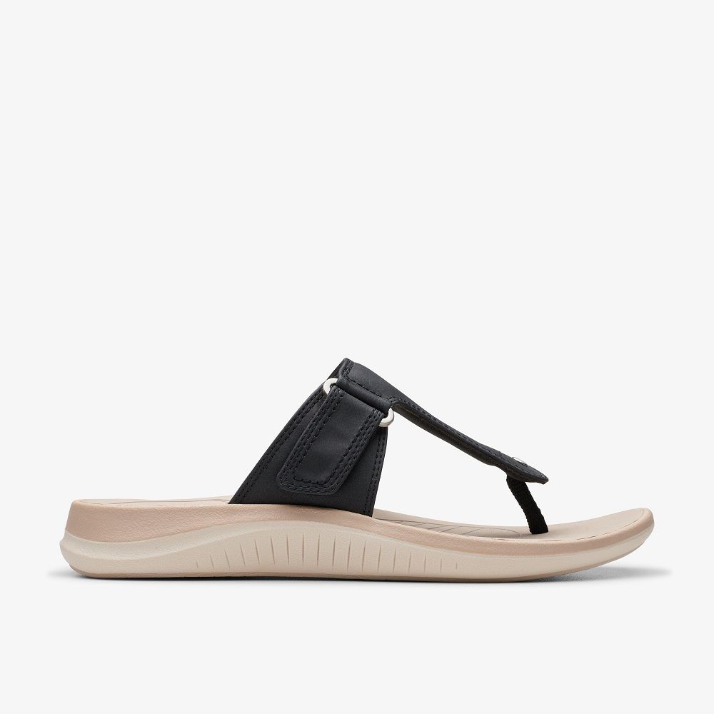 Black Clarks Glide Walk Women Sandals | 8256TIMWY