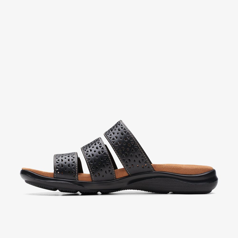 Black Clarks Kitly Walk Women Sandals | 4507KBAEM