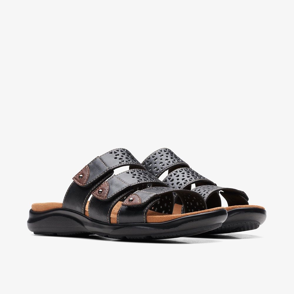 Black Clarks Kitly Walk Women Sandals | 4507KBAEM