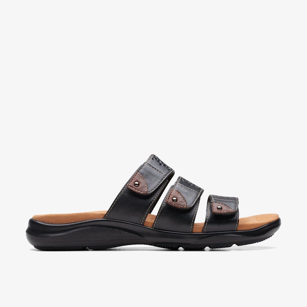 Black Clarks Kitly Walk Women Sandals | 4507KBAEM