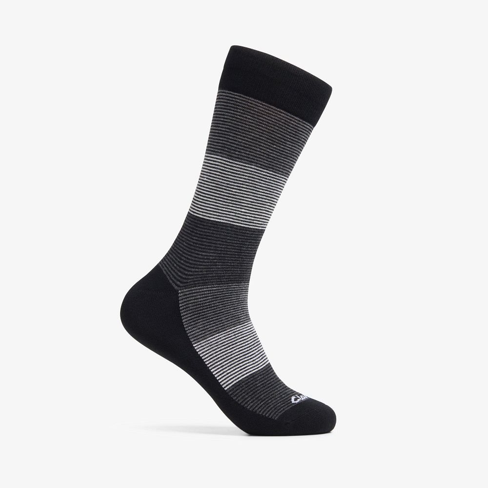 Black Clarks Multi Thin Stripe Bamboo Men Socks | 3826OQNTP