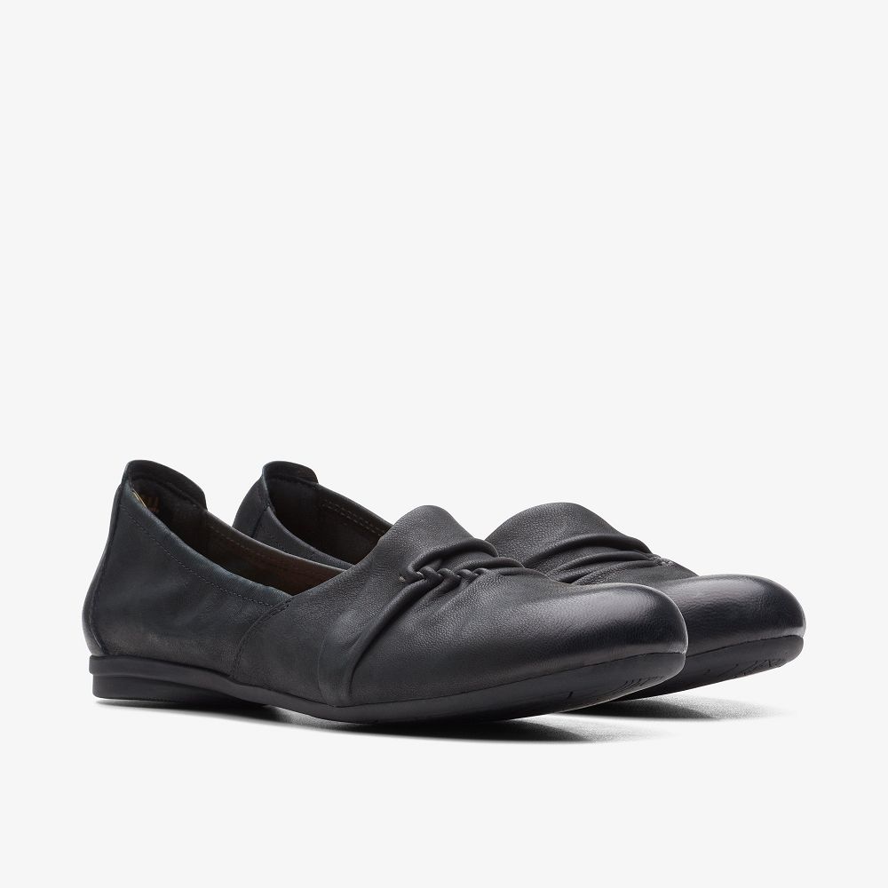 Black Clarks Rena Way Women Ballet Flats | 5234IGQHT