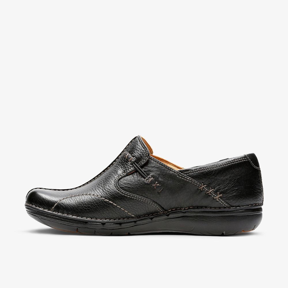 Black Clarks Un Loop Women Slip-Ons | 1359GLJHC