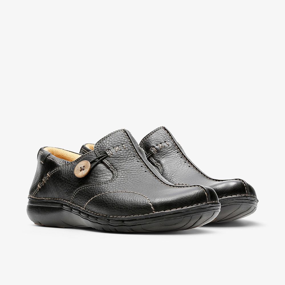 Black Clarks Un Loop Women Slip-Ons | 1359GLJHC