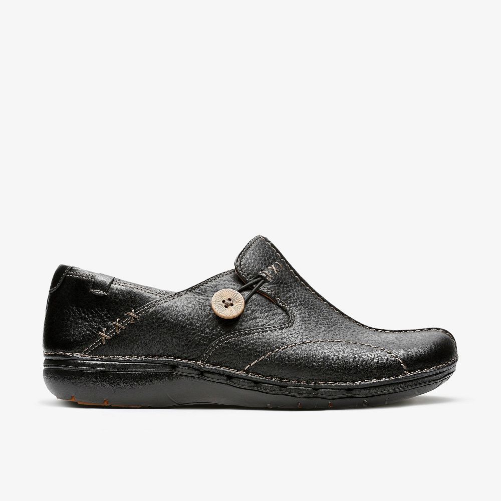 Black Clarks Un Loop Women Slip-Ons | 1359GLJHC