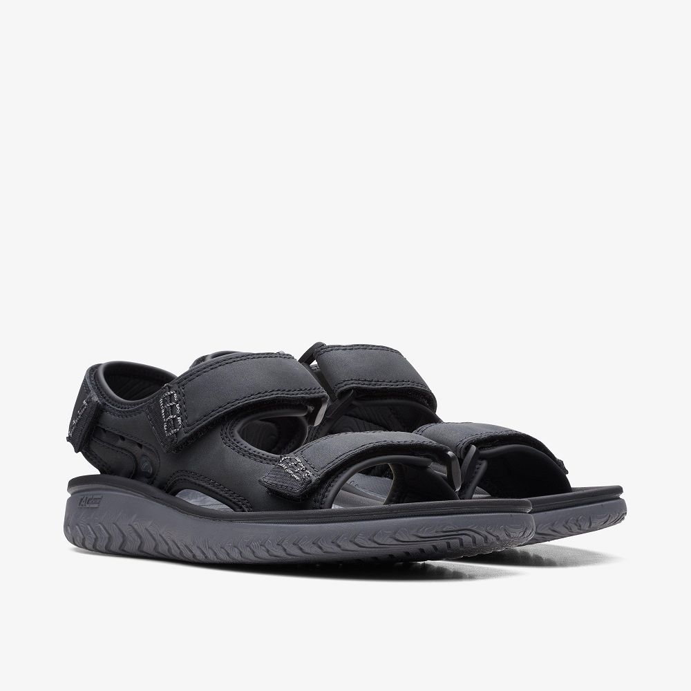 Black Clarks Wesley Bay Men Sandals | 4092USBXY