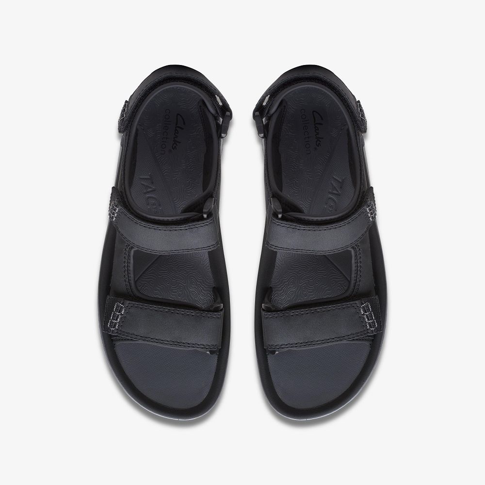 Black Clarks Wesley Bay Men Sandals | 4092USBXY