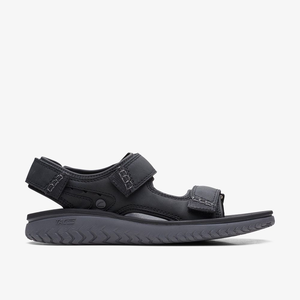 Black Clarks Wesley Bay Men Sandals | 4092USBXY