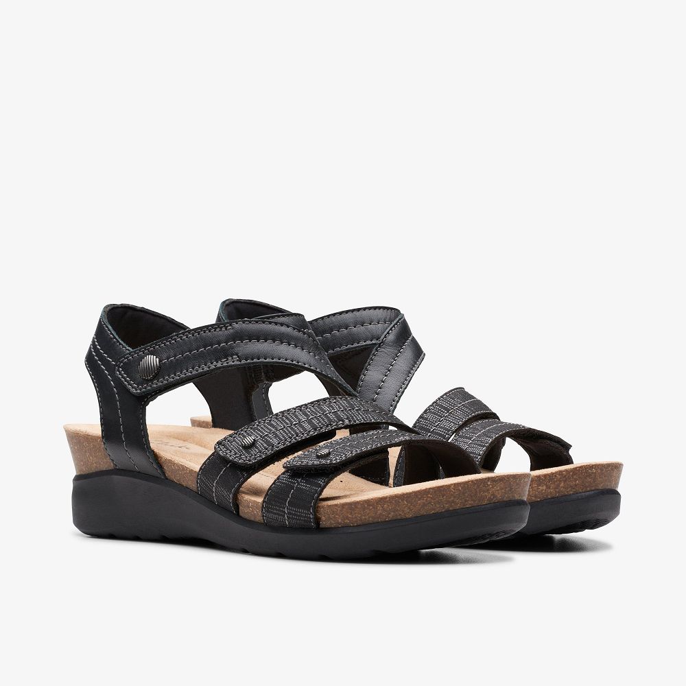 Black Combination Clarks Calenne Clara Women Sandals | 9346SXYQE