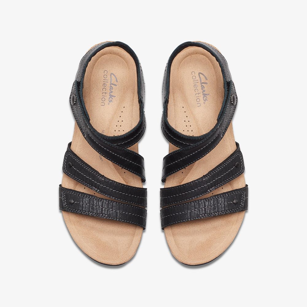 Black Combination Clarks Calenne Clara Women Sandals | 9346SXYQE