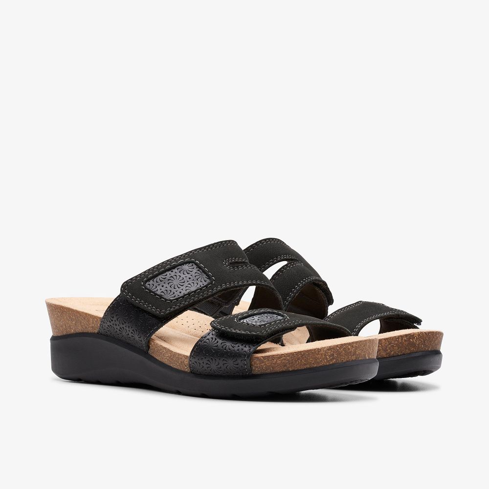 Black Combination Clarks Calenne Maye Women Sandals | 1064RNOZY