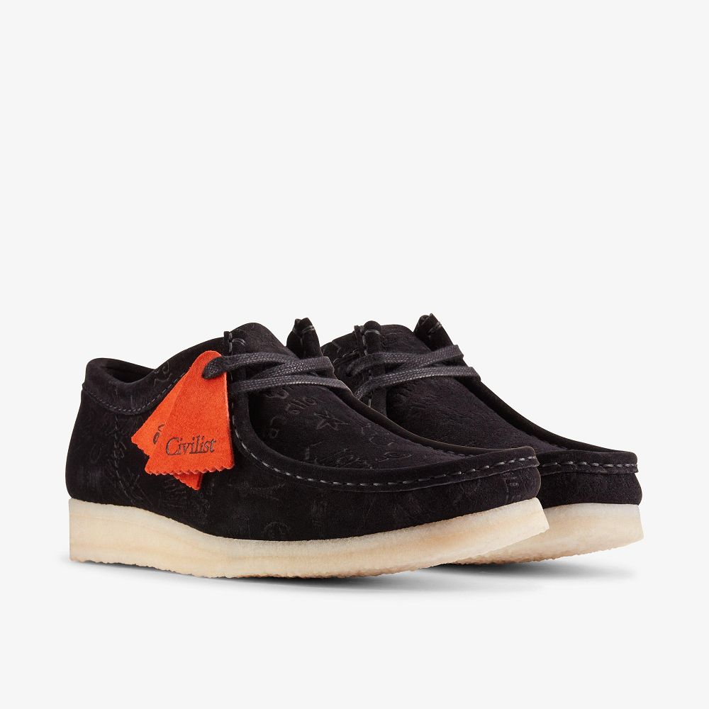 Black Deboss Clarks Wallabee X Civilist Men Loafers | 7804AHECK