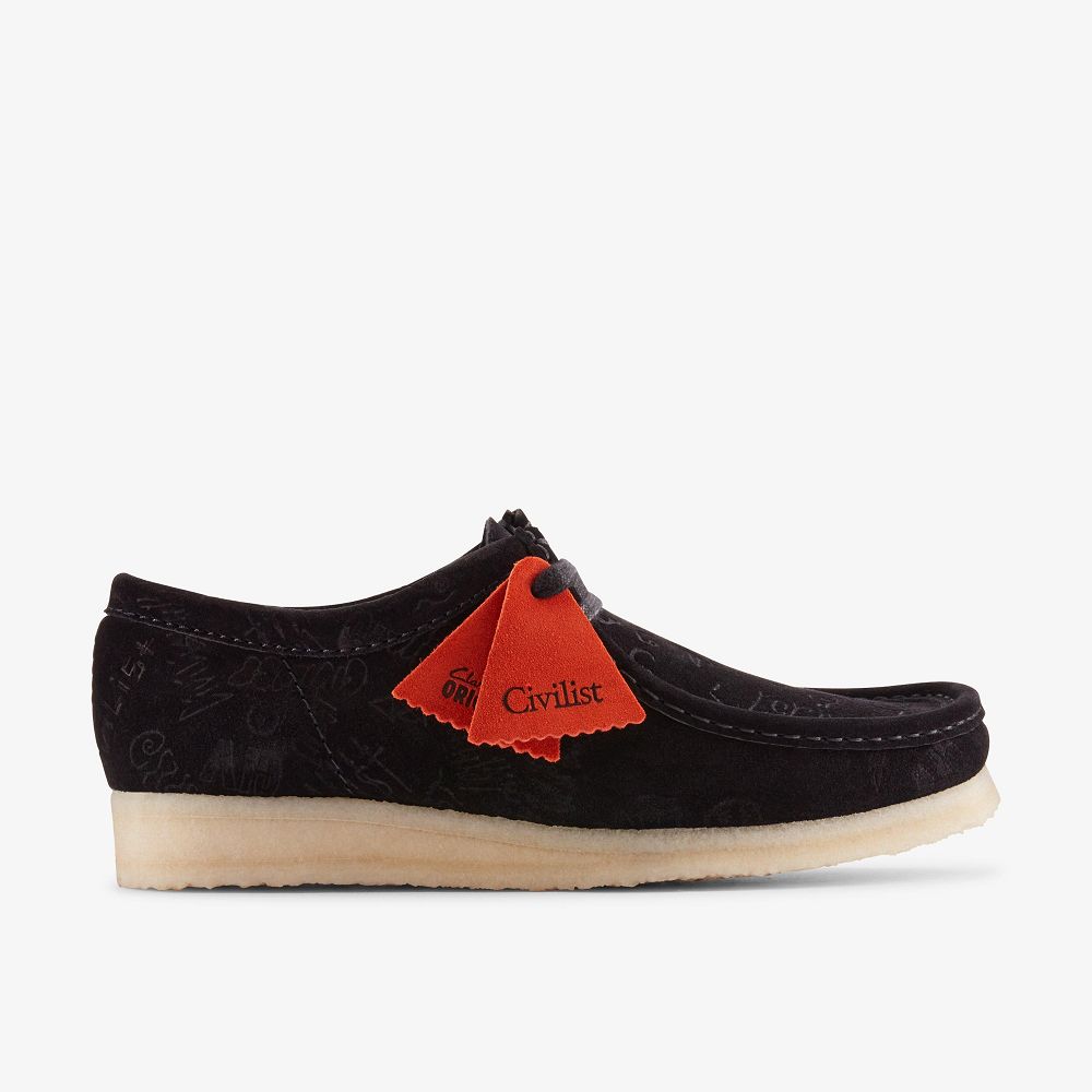 Black Deboss Clarks Wallabee X Civilist Men Loafers | 7804AHECK