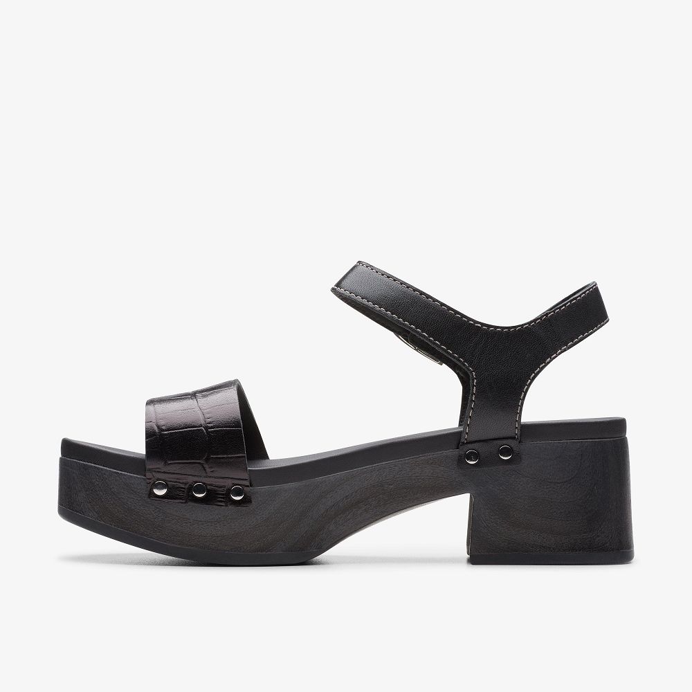 Black Interest Clarks Sivanne Bay Women Sandals | 9637IHQVP