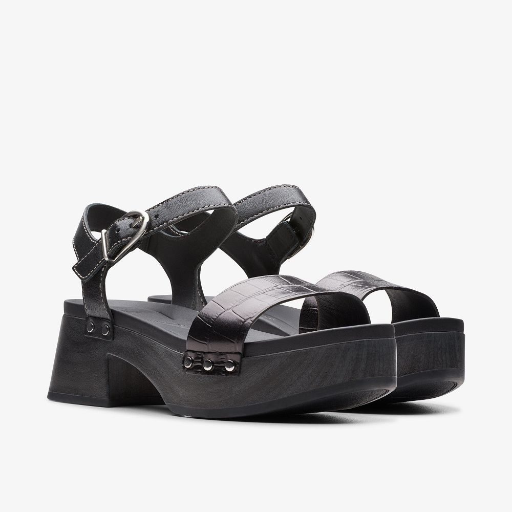 Black Interest Clarks Sivanne Bay Women Sandals | 9637IHQVP