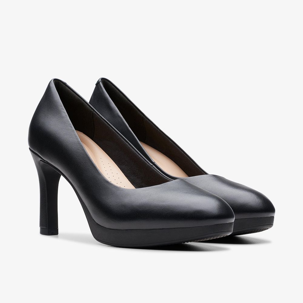 Black Leather Clarks Ambyr2 Braley Women Pumps | 4603QOUTM