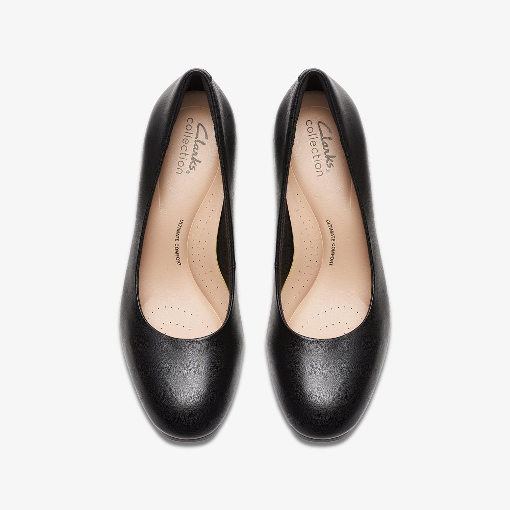 Black Leather Clarks Ambyr2 Braley Women Pumps | 4603QOUTM