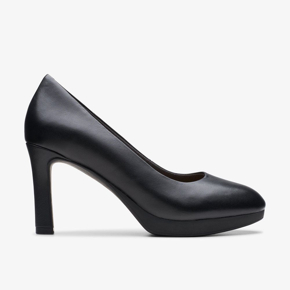 Black Leather Clarks Ambyr2 Braley Women Pumps | 4603QOUTM