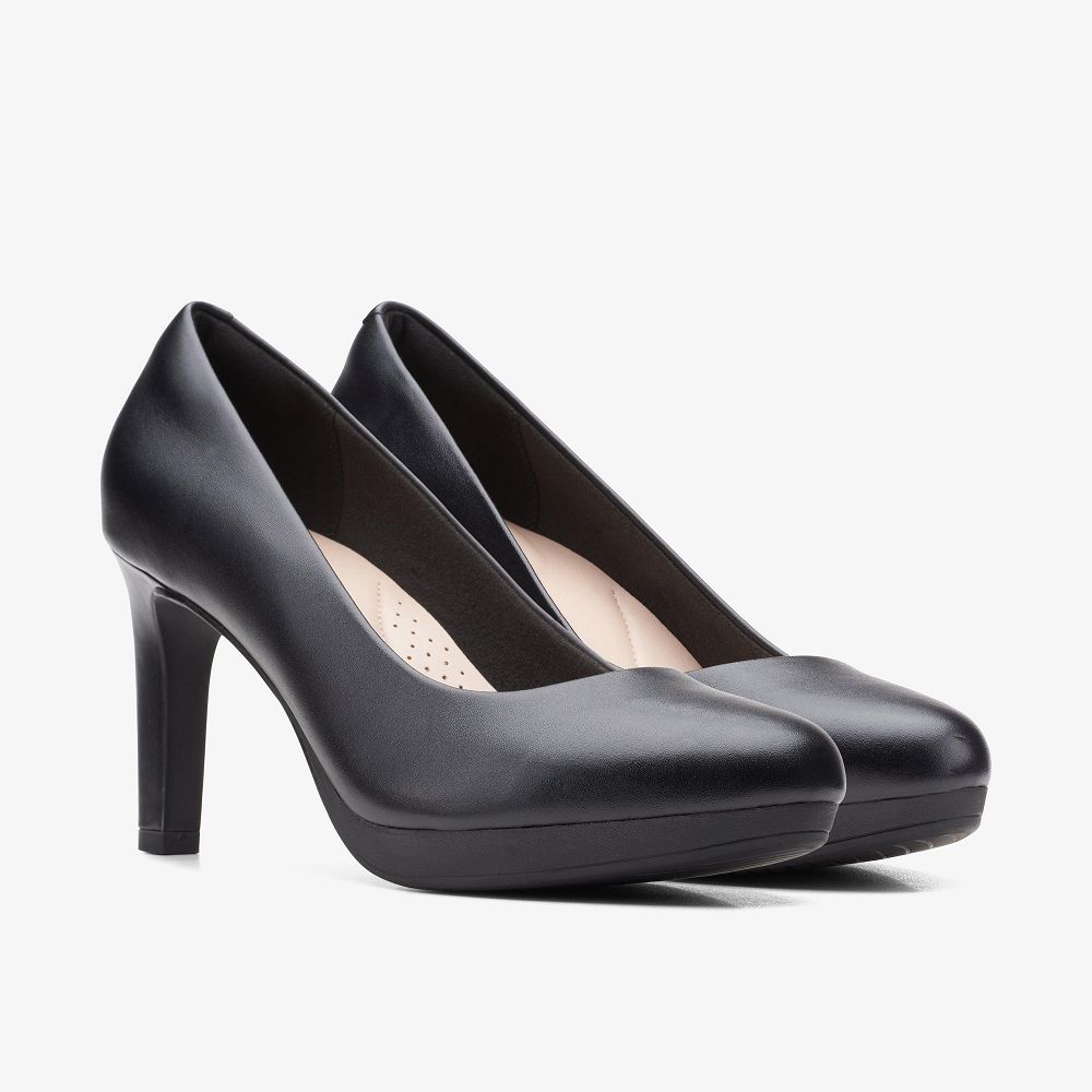 Black Leather Clarks Ambyr Joy Women Pumps | 8619WJQIN