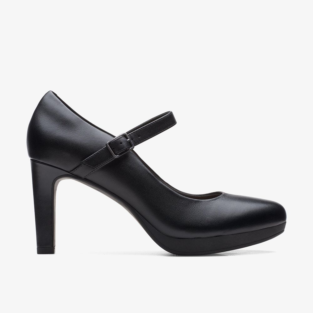 Black Leather Clarks Ambyr Shine Women Pumps | 9758JPZDM