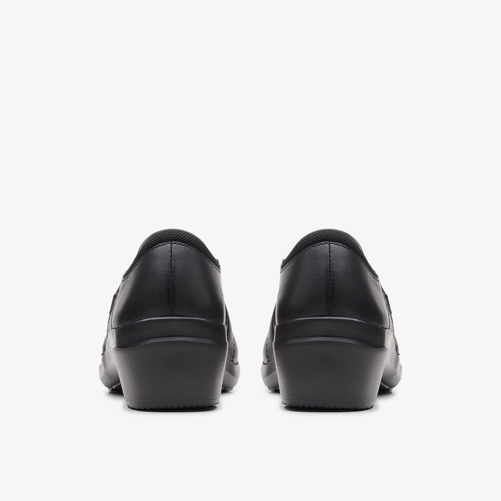 Black Leather Clarks Angie Pearl Women Slip-Ons | 8549ICARG