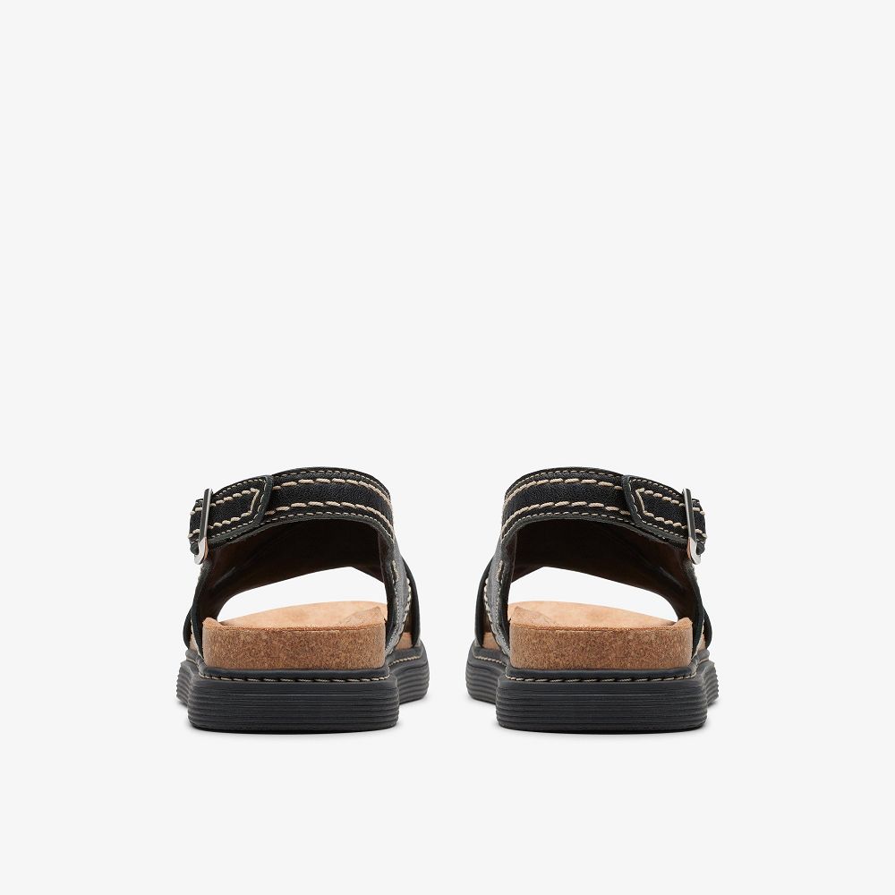 Black Leather Clarks Arwell Sling Women Sandals | 4019PFBLA