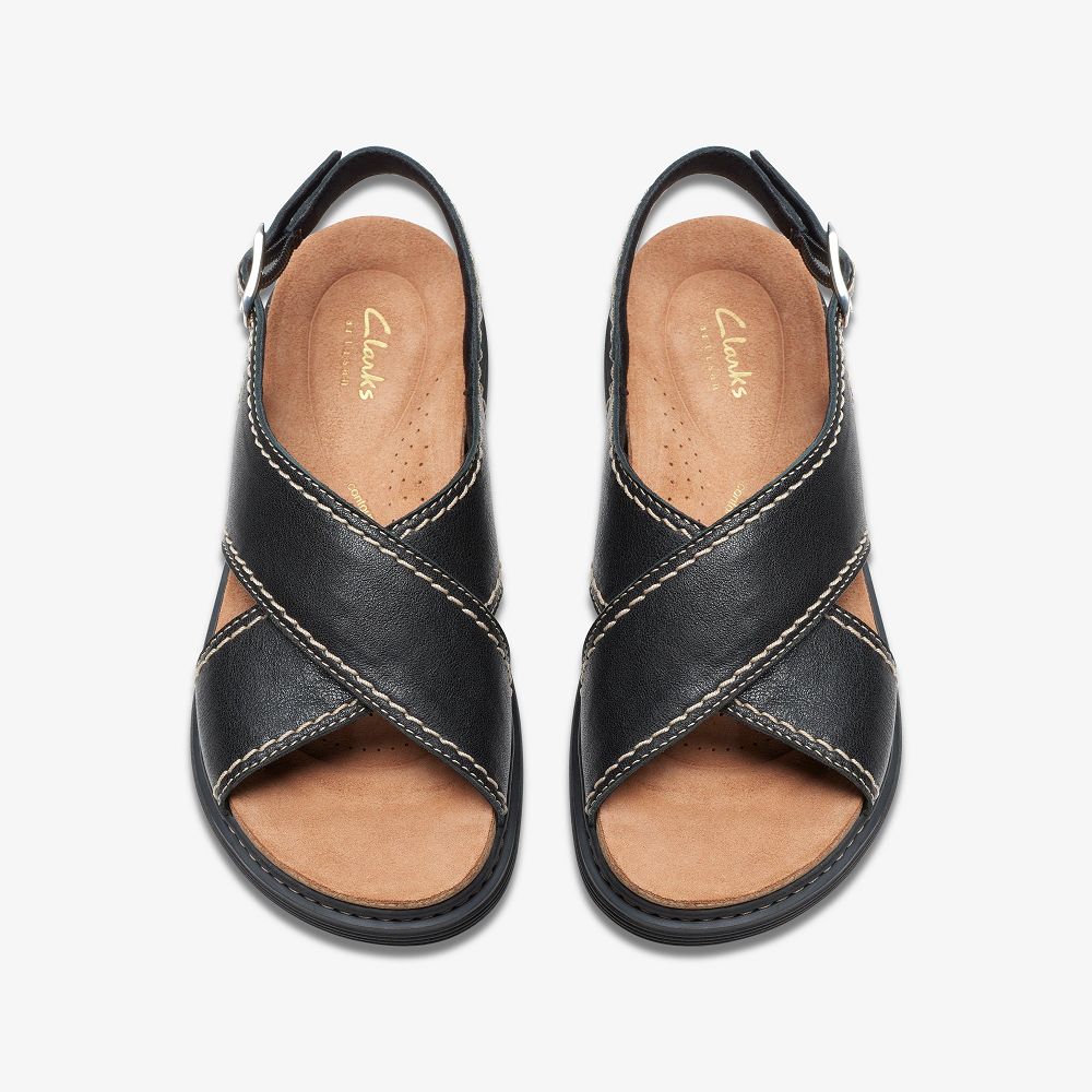 Black Leather Clarks Arwell Sling Women Sandals | 4019PFBLA