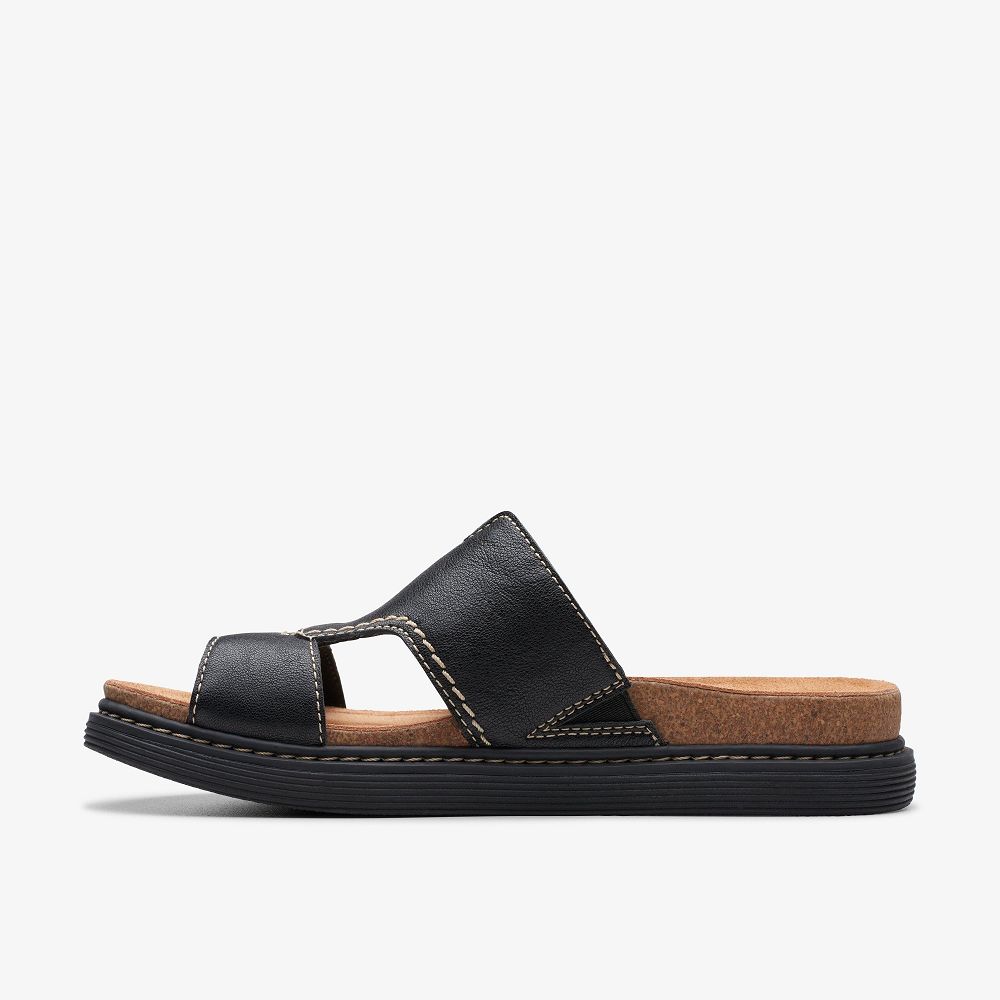 Black Leather Clarks Arwell Walk Women Sandals | 7908KUDYM