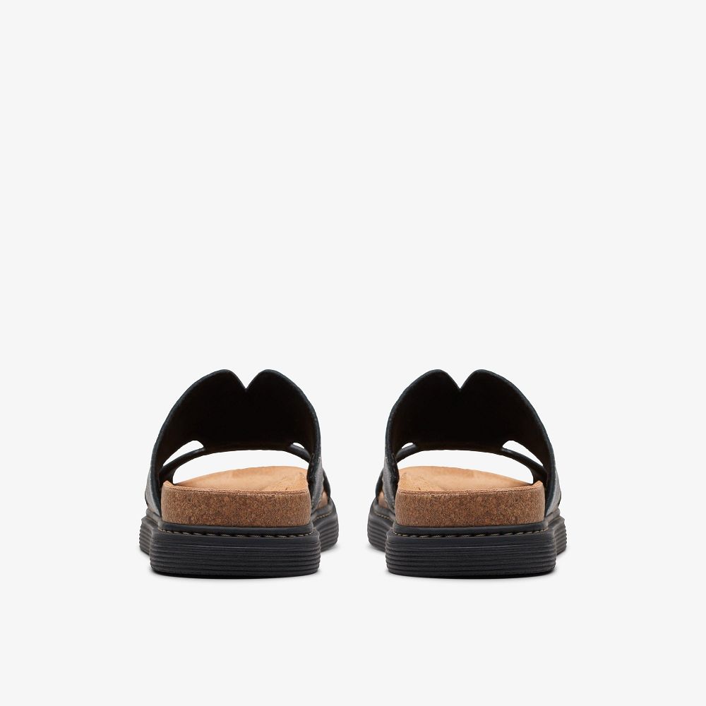 Black Leather Clarks Arwell Walk Women Sandals | 7908KUDYM