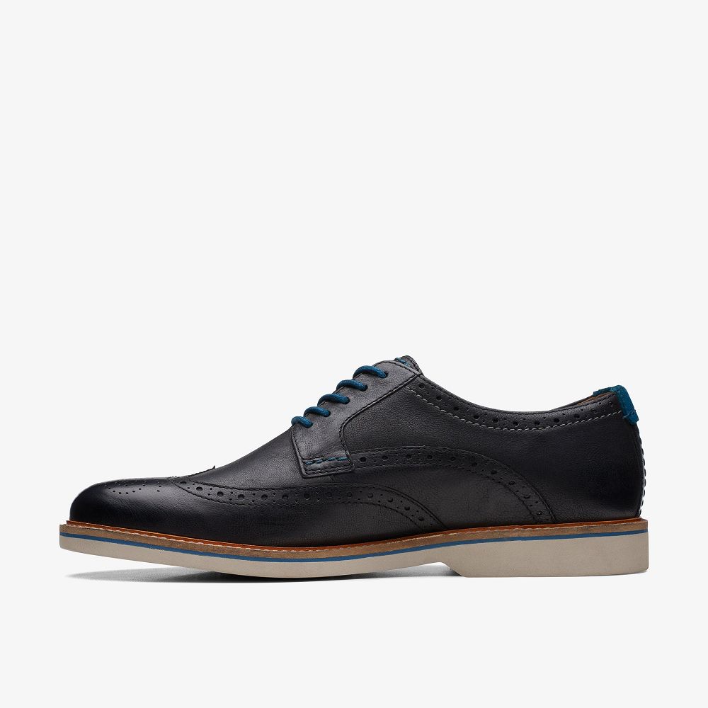 Black Leather Clarks Atticus LT Limit Men Oxfords | 6732VMCEF