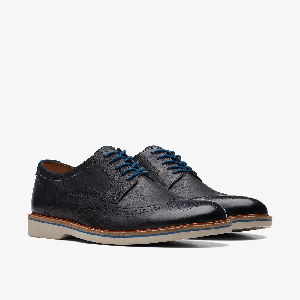 Black Leather Clarks Atticus LT Limit Men Oxfords | 6732VMCEF