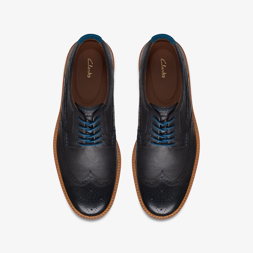 Black Leather Clarks Atticus LT Limit Men Oxfords | 6732VMCEF