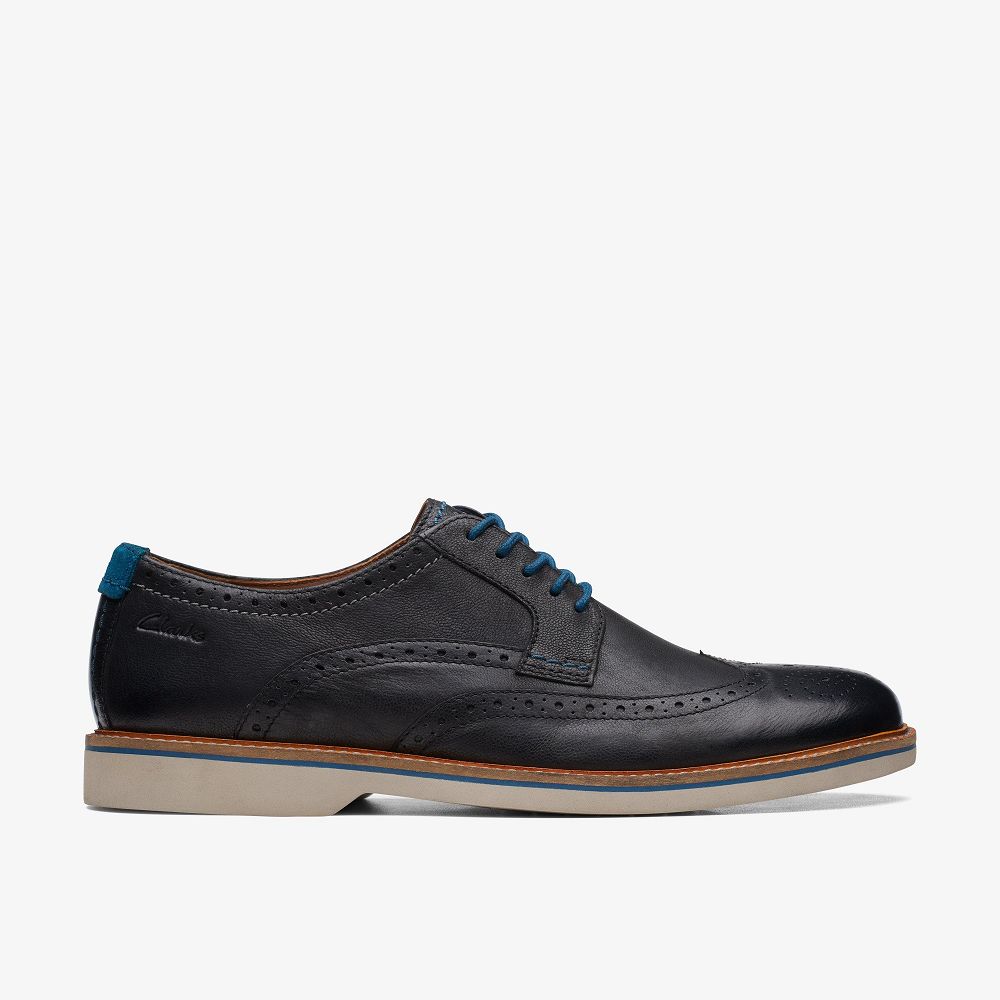 Black Leather Clarks Atticus LT Limit Men Oxfords | 6732VMCEF