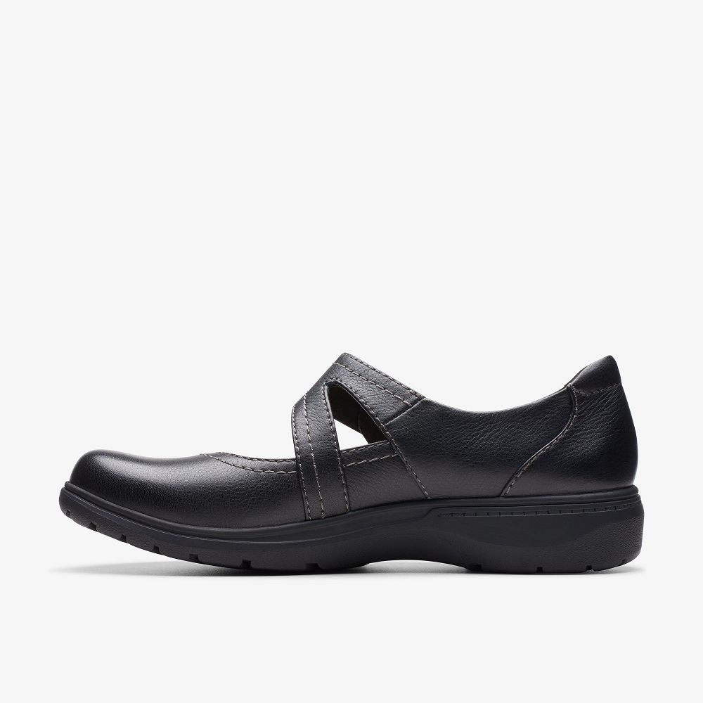 Black Leather Clarks Carleigh Jane Women Mary Janes | 3982PVBCD