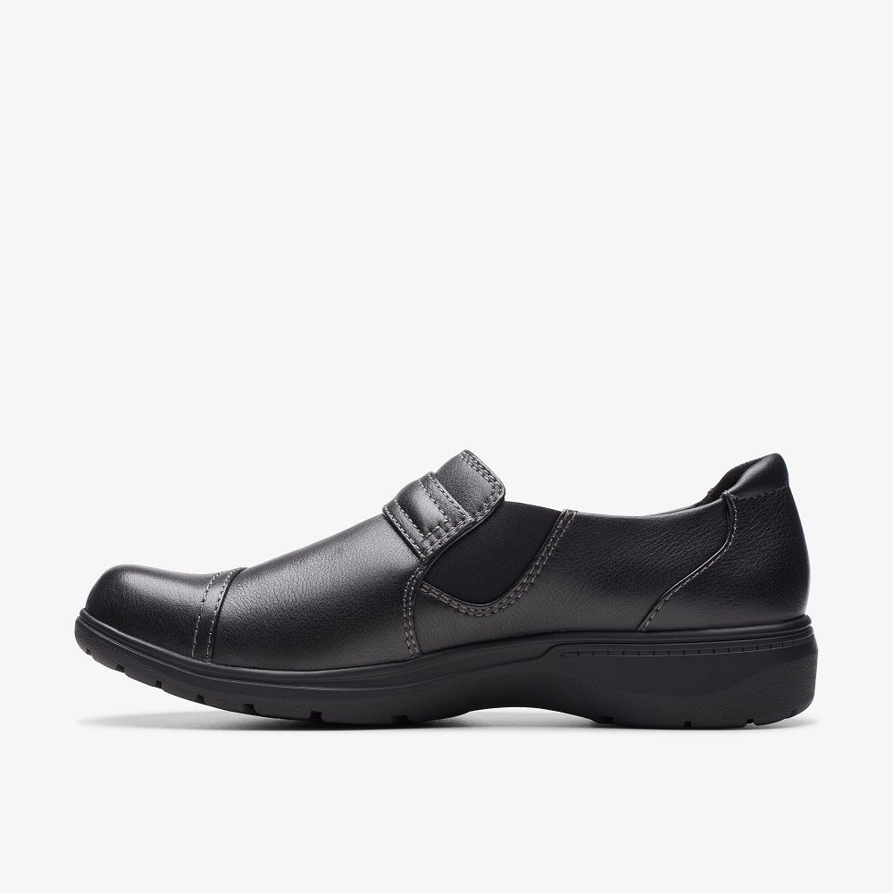 Black Leather Clarks Carleigh Pearl Women Slip-Ons | 3792MHWNT