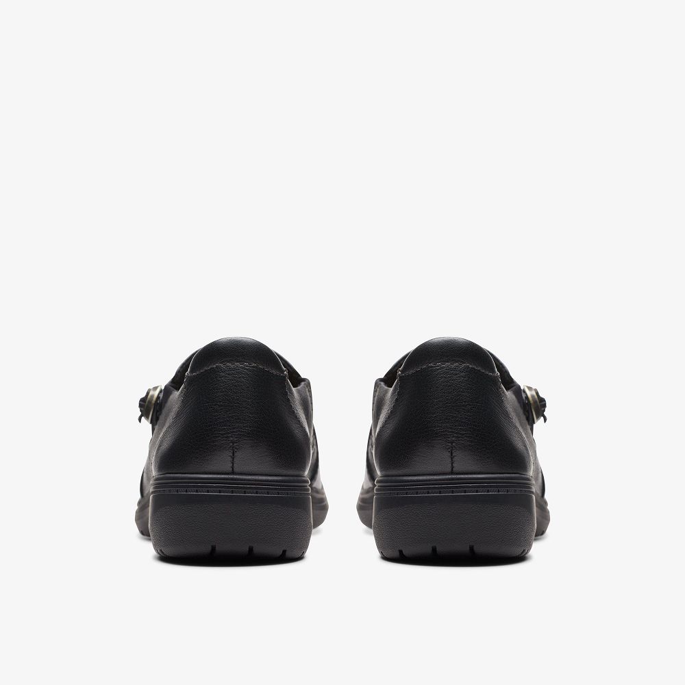 Black Leather Clarks Carleigh Pearl Women Slip-Ons | 3792MHWNT