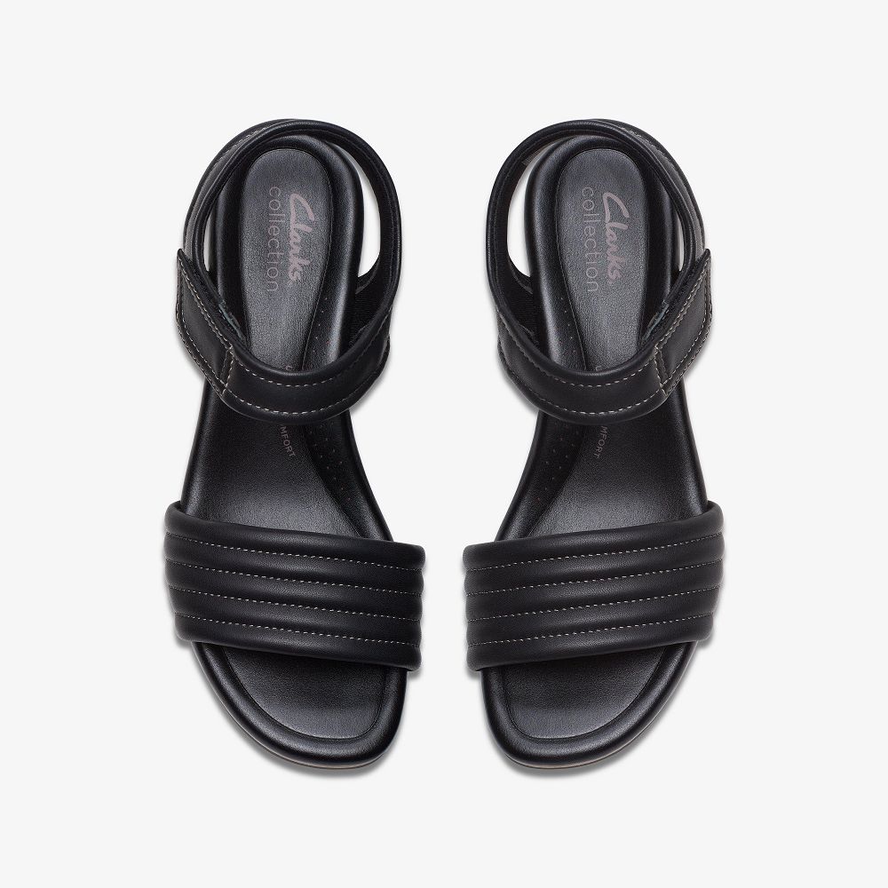 Black Leather Clarks Chelseah Gem Women Sandals | 3714BYILD