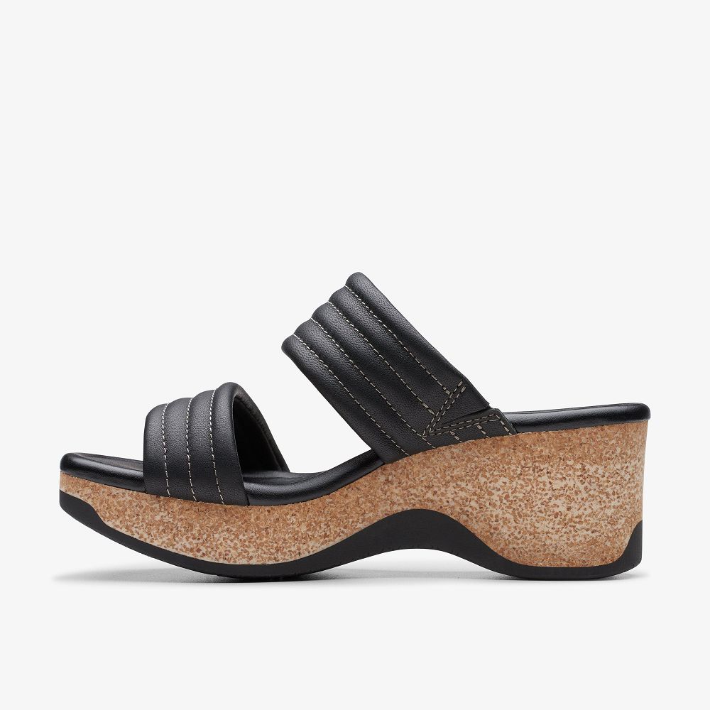 Black Leather Clarks Chelseah Path Women Sandals | 6049XYGZL