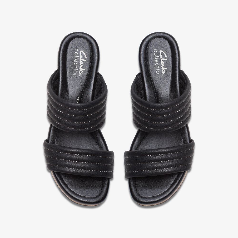 Black Leather Clarks Chelseah Path Women Sandals | 6049XYGZL