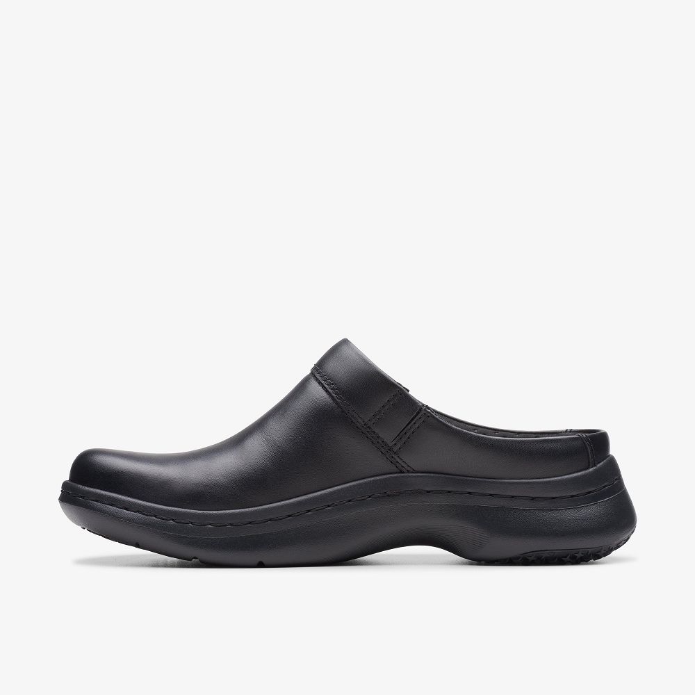 Black Leather Clarks Clarks Pro Clog Women Mules | 7145SNXGO