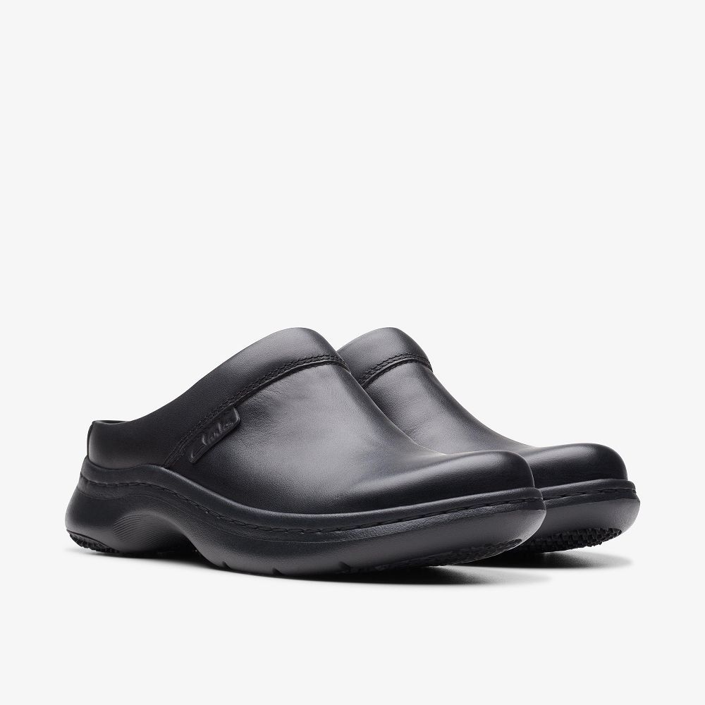 Black Leather Clarks Clarks Pro Clog Women Mules | 7145SNXGO