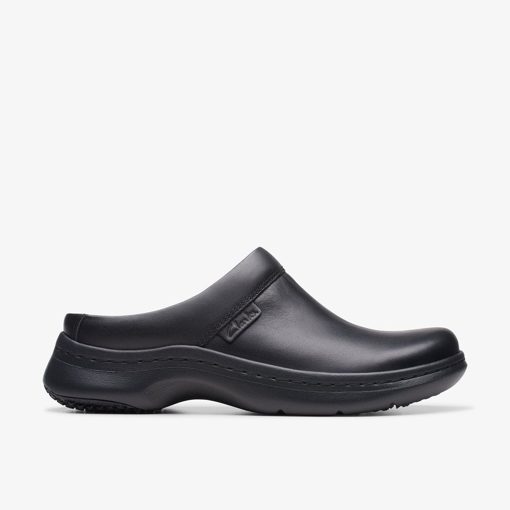 Black Leather Clarks Clarks Pro Clog Women Mules | 7145SNXGO