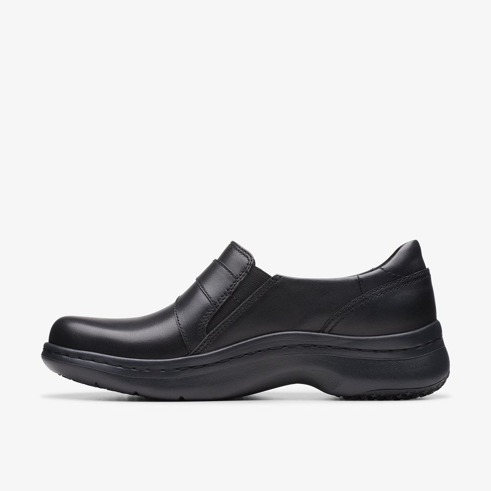 Black Leather Clarks Clarks Pro Sky Women Slip-Ons | 6574ZMKOR