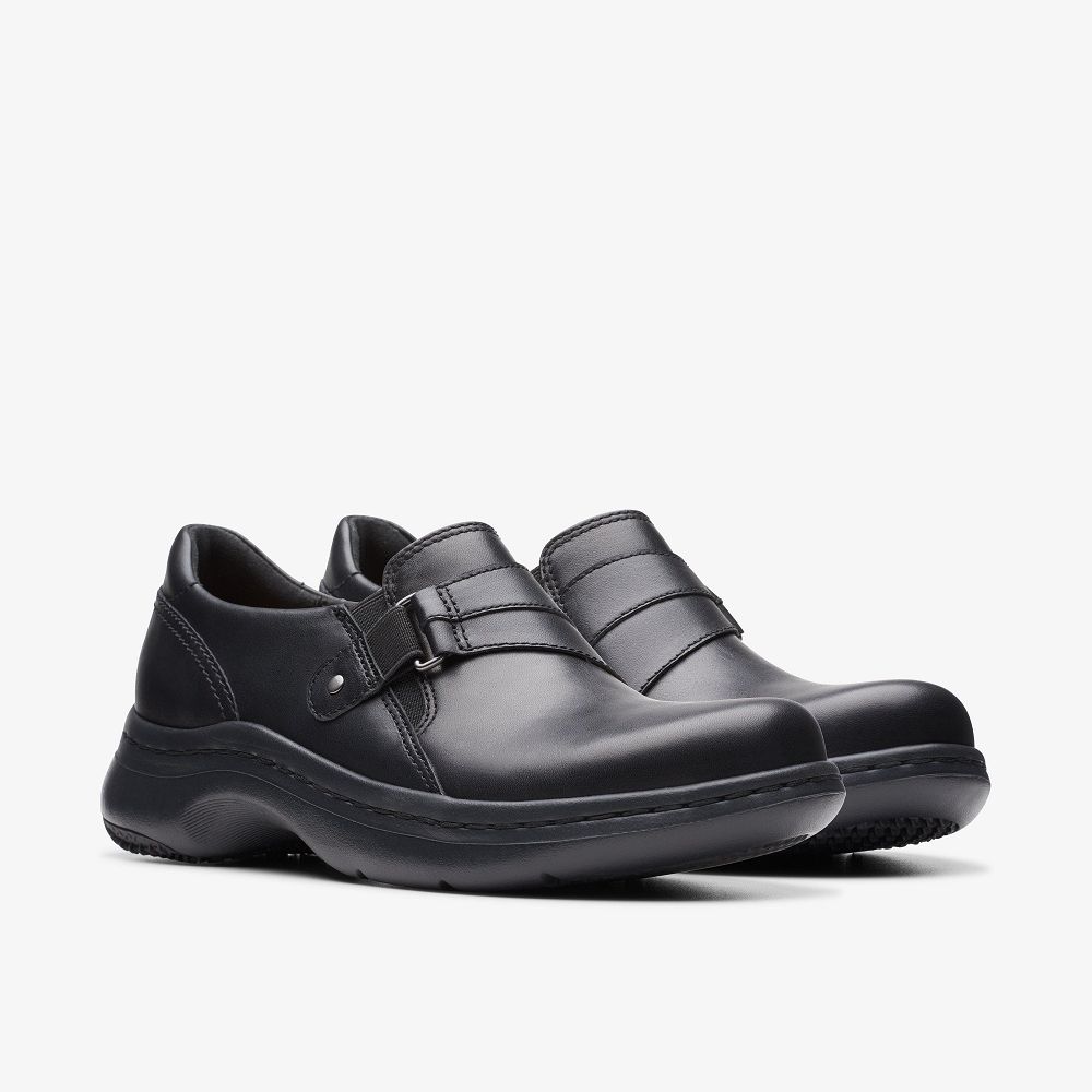 Black Leather Clarks Clarks Pro Sky Women Slip-Ons | 6574ZMKOR