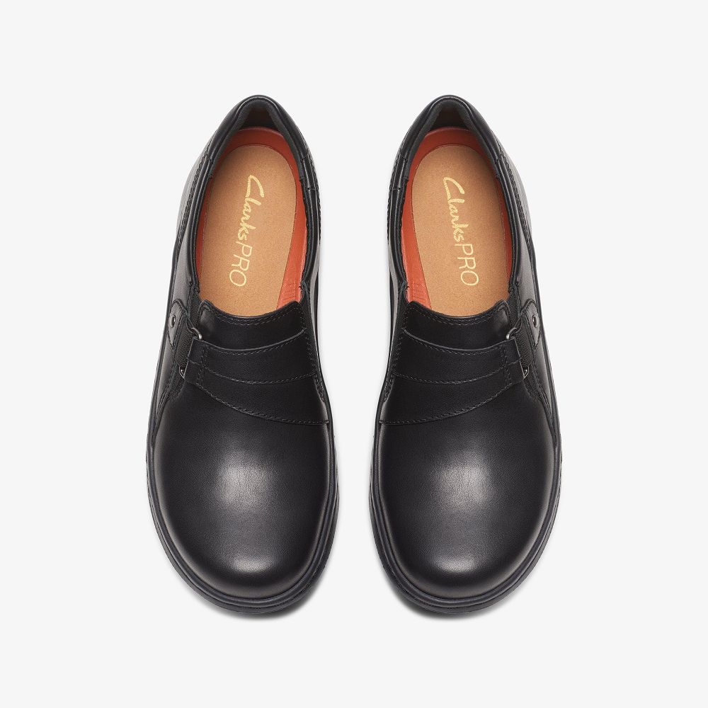 Black Leather Clarks Clarks Pro Sky Women Slip-Ons | 6574ZMKOR