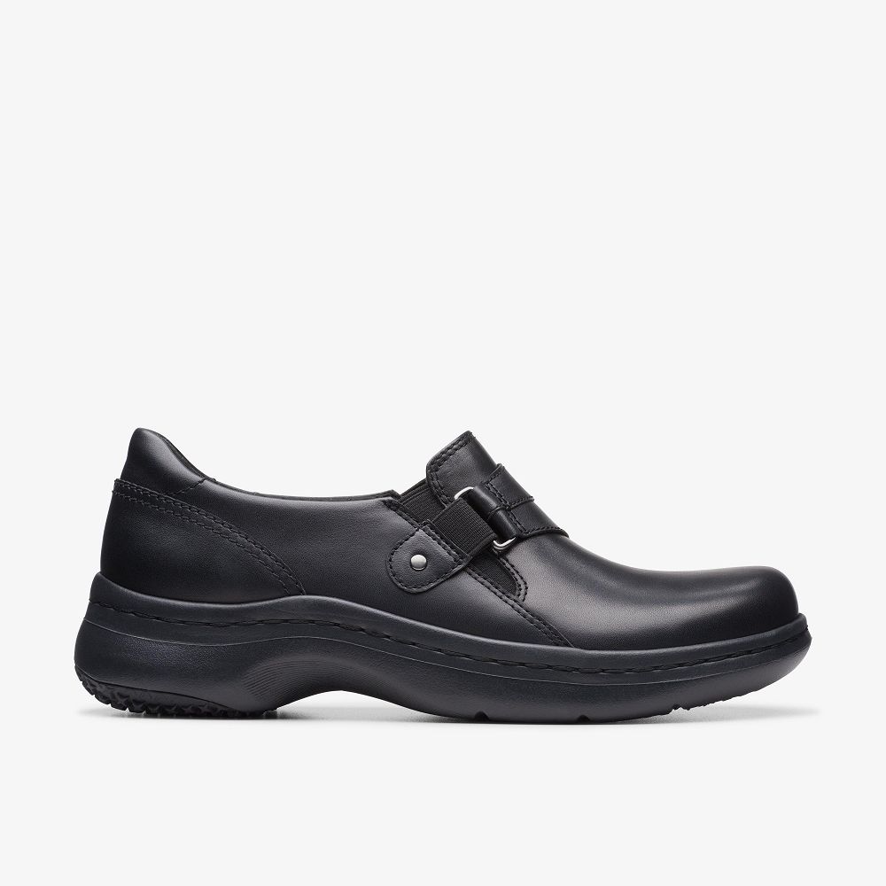 Black Leather Clarks Clarks Pro Sky Women Slip-Ons | 6574ZMKOR